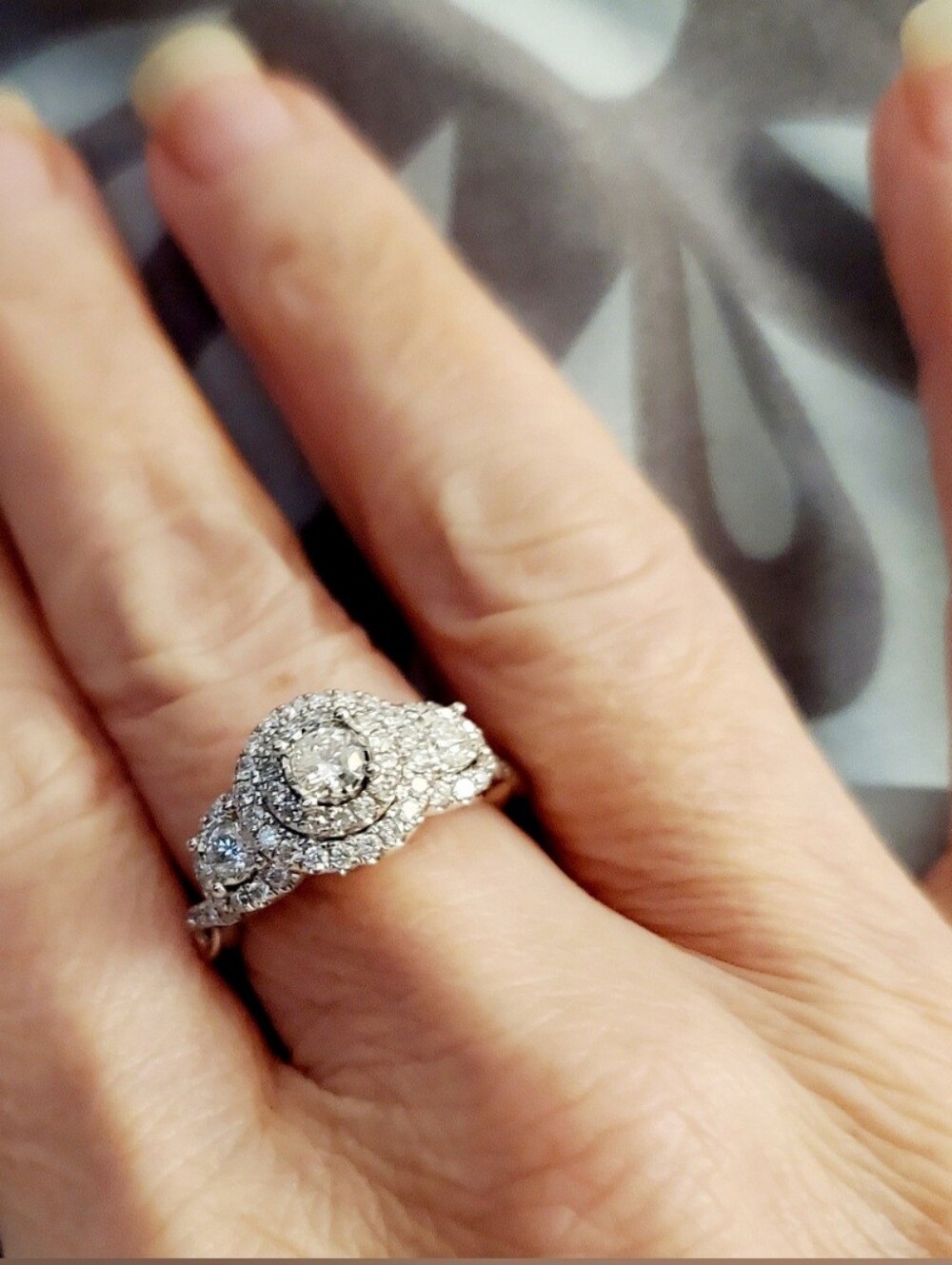 Zales White Gold and Diamond Cocktail Ring